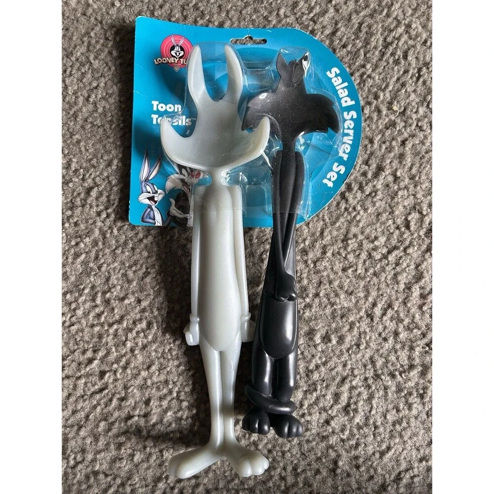 Looney Tunes Toon Tensils SALAD SERVER SET Bugs Bunny Sylvester Gray Black